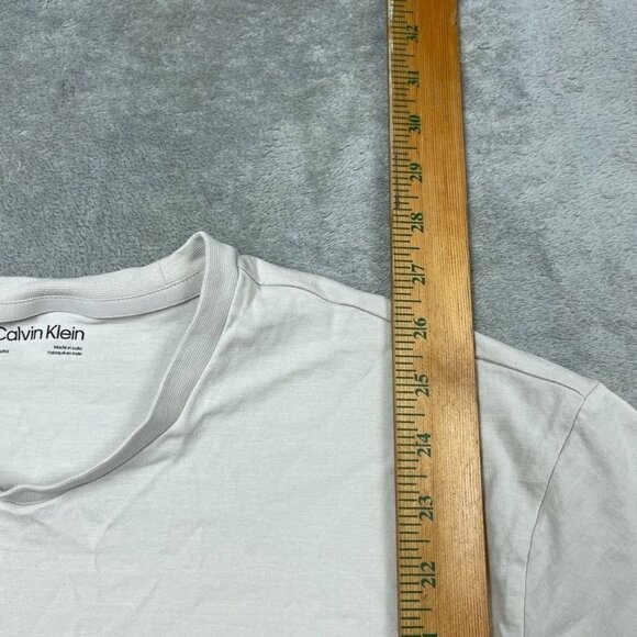 Calvin Klein Mens White Crew Neck T-Shirt Size XL 100% Cotton d0726 - Picture 3 of 7